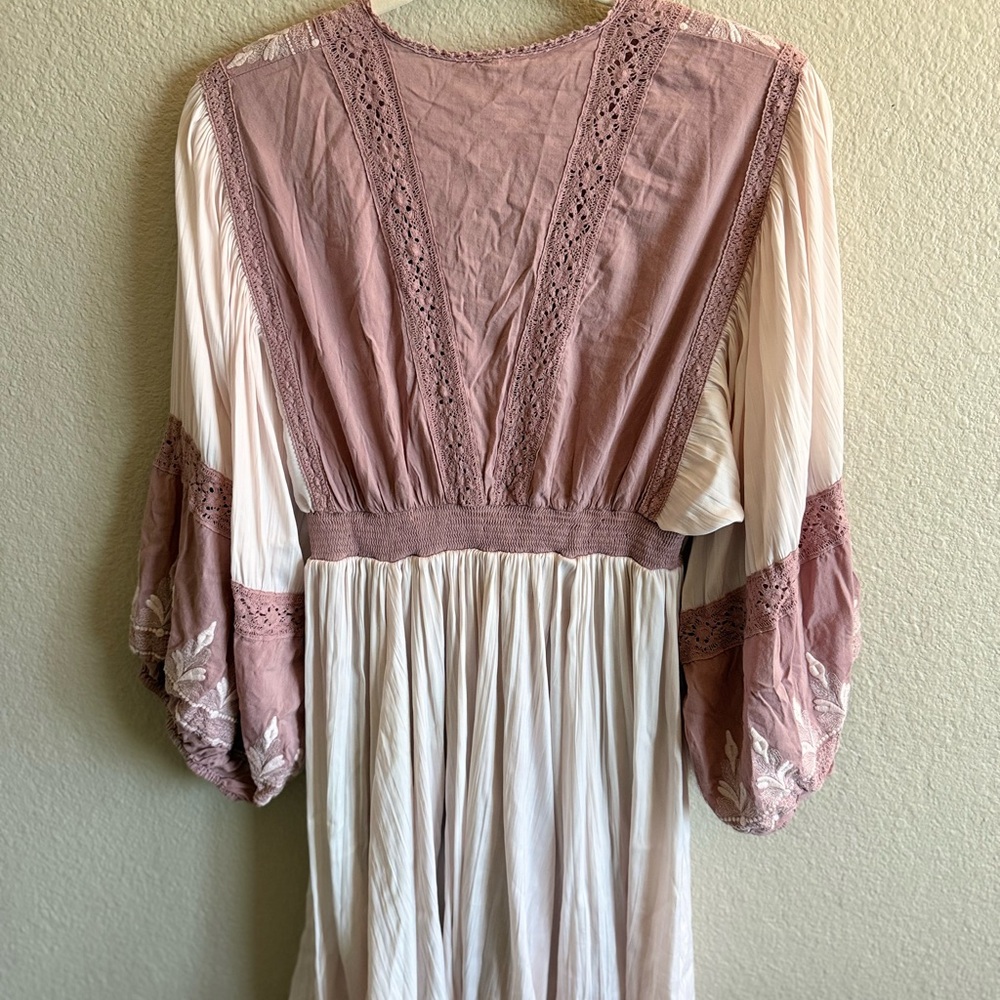 NWT Free People Lace Embroidered Boho Mini Dress Beachy Spring Feminine - Picture 8 of 14